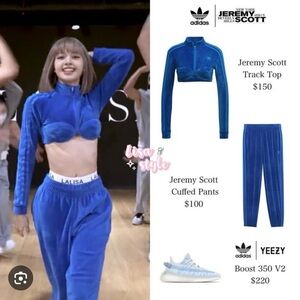Jeremy Scott x adidas Cuffed Joggers - Blue Worn by Blackpink Lisa